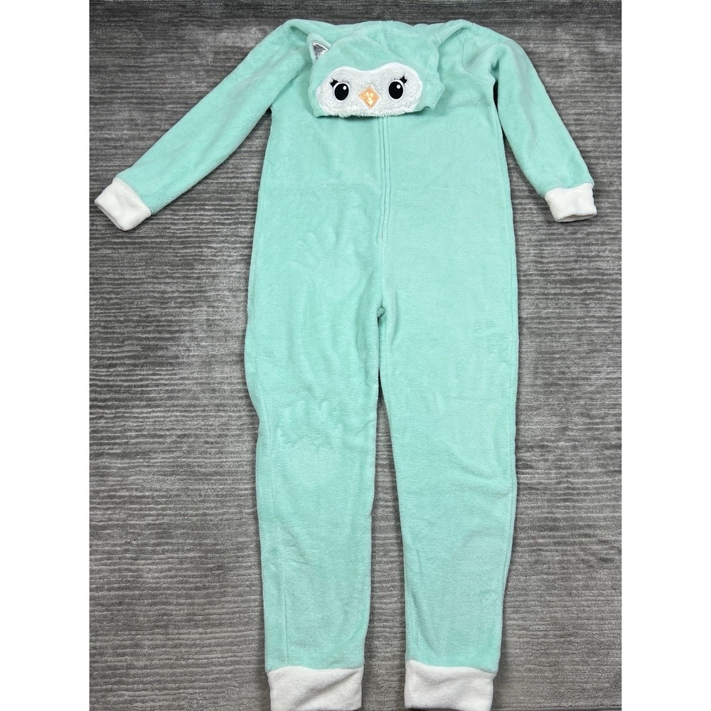 Pj Couture Pajama Womens Large Green Fleece Hooded‎ Animal Zip